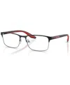 Prada Men's Rectangle Eyeglasses, Ps 50pv57-o In Black,silver-tone