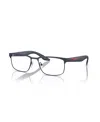 Prada Linea Rossa 54mm Rectangle Optical Glasses In Blue
