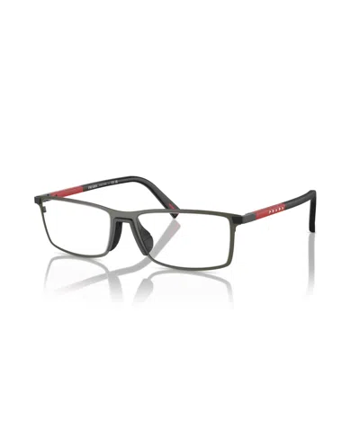 Prada Men's Rectangle Eyeglasses, Ps 53qv In Gray Rubber