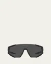 Prada 39mm Shield Sunglasses In Rubber Black