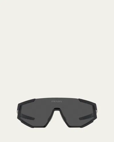 PRADA MEN'S RECTANGLE SHIELD LOGO SUNGLASSES