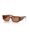 Prada Rectangle-frame Logo Sunglasses In Brown