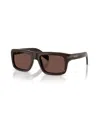 Prada Cigar Acetate Rectangular Sunglasses In Brown
