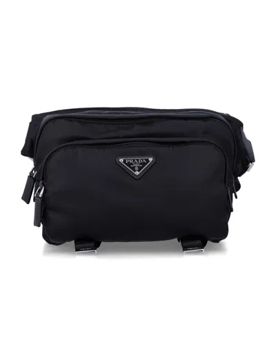 Prada Men's Recycled Polyamide & Calf Leather Bag In Nero