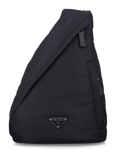 Prada Men's Recycled Polyamide & Calf Leather Bag In Nero