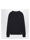 Prada Logo Patch Silk Crewneck Sweater In Black