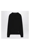 Prada Logo Patch Silk Crewneck Sweater In Black