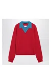 Prada Triangle Logo Wool Sweater In Red