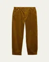 Prada Mens Yellow Pinwale Triangle-plaque Corduroy Cotton Trousers