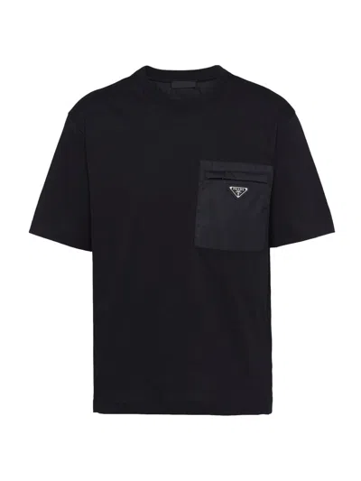 PRADA MEN'S RE-NYLON AND JERSEY T-SHIRT