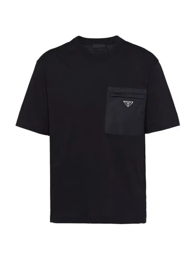 PRADA MEN'S RE-NYLON AND JERSEY T-SHIRT