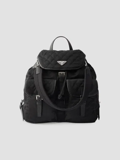 Prada Men's Re-nylon And Leather Backpack In Black