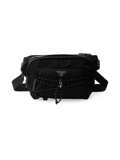 Prada Men's Re-nylon And Leather Shoulder Bag In Black