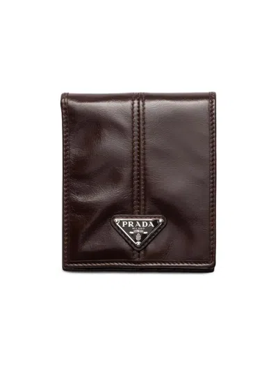 Prada Men's Re-nylon And Leather Wallet In Brown