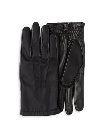 Prada Men's Re-nylon And Nappa Leather Gloves In Black