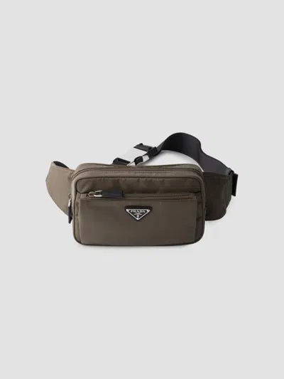 Prada Men's Re-nylon And Saffiano Leather Belt Bag In Grey
