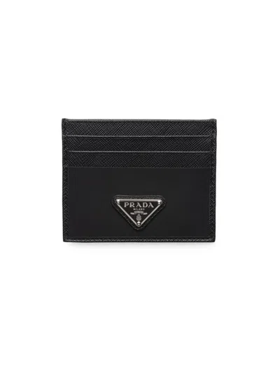 Prada Men's Re-nylon And Saffiano Leather Card Holder In Black