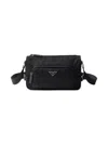 Prada Small Shoulder Bag With Adjustable Strap And Front Zip Pocket In Black