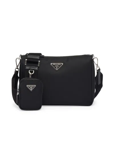 Prada Mini Crossbody Bag And Detachable Pouch In Black