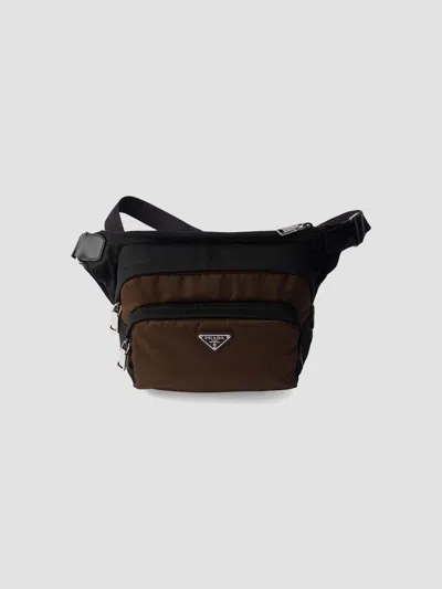 Prada Men's Re-nylon And Saffiano Leather Shoulder Bag In Black