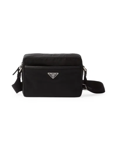 Prada Men's Re-nylon And Saffiano Shoulder Bag In Black
