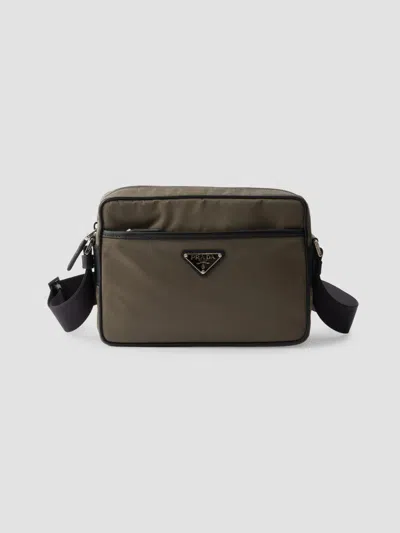 Prada Men's Re-nylon And Saffiano Shoulder Bag In Grey