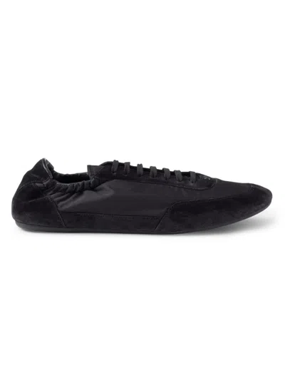 Prada Collapse Re-nylon And Suede Elasticized Sneakers Shoes In Black