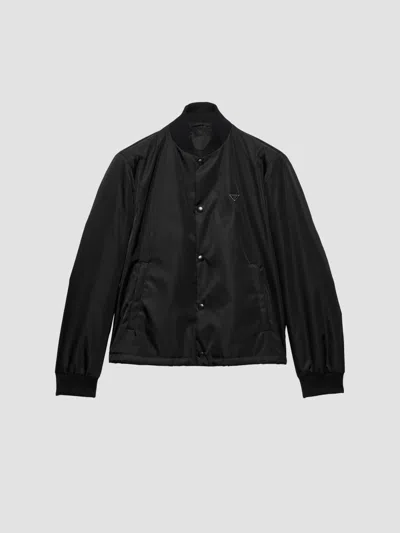 Prada Men's Re-nylon Bomber Jacket In Black