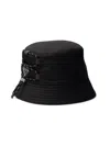 Prada Triangle Logo Drawstring Bucket Hat In Black