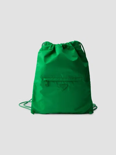 Prada Men's Re-nylon Drawstring Backpack In Green