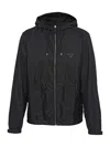 Prada Triangle Logo Zip-up Jacket In Black