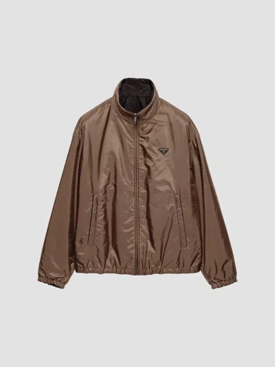 Prada Re-nylon Puffer Jacket In Brown