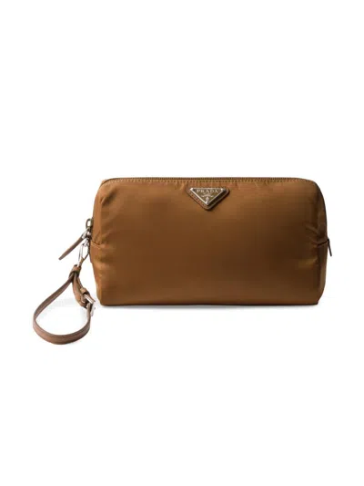 Prada Men's Re-nylon Pouch In Brown