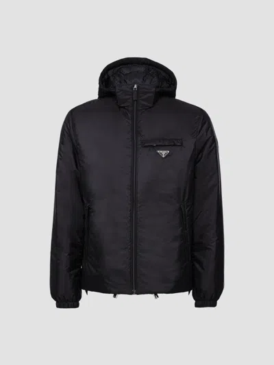 Prada Re-nylon Puffer Jacket In Black