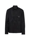 Prada Zip-up Overshirt With Triangle-logo In Black