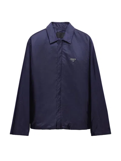 Prada Men's Re-nylon Shirt In Blue