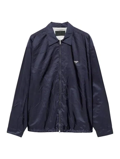 Prada Long-sleeved Casual Jacket In Blue