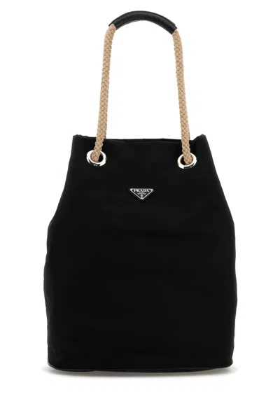 Prada Men's Re-nylon Shopping Handbag 40cm X 45cm X 12cm With 22cm Handle In Black