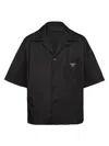 Prada Short Sleeve Collared Jacket Front Pocket In Black