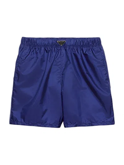Prada Men's Re-nylon Swim Trunks In Blue