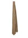 Prada Enamelled Triangle Tie In Brown