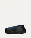 Prada Men's Reversible Saffiano Leather Belt Strap In F0md6 Bluette/nero