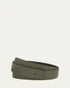 Prada Saffiano Double-sided Belt In Loden/nero