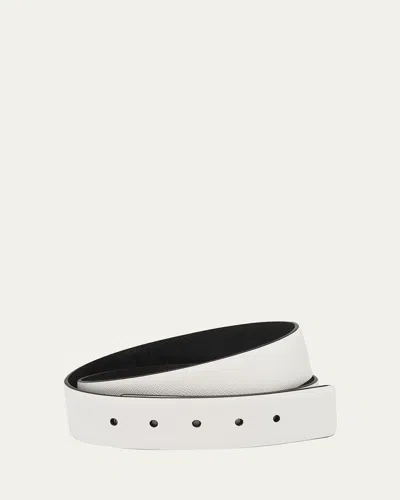 Prada Reversible Saffiano Leather Belt Strap In White