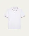 Prada Piqué Polo Shirt In Bianco Rosso
