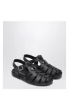 Prada Black Rubber Sandals With Tech Straps And Buckle Closure In Black