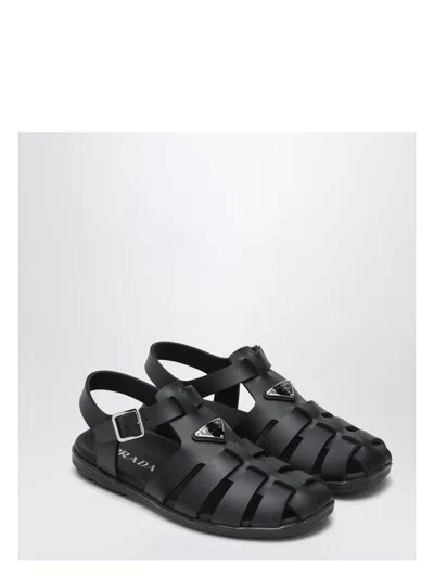 PRADA MEN'S RUBBER CAGE SANDAL