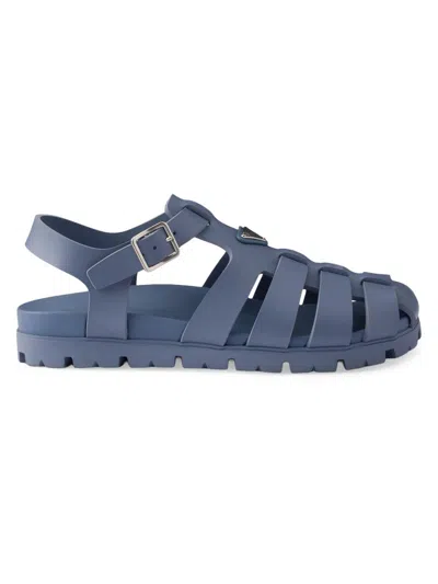 Prada Men's Rubber Fisherman Sandals In Blue