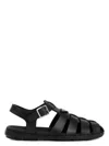 Prada Black Rubber Sandals With Tech Straps And Buckle Closure In Black