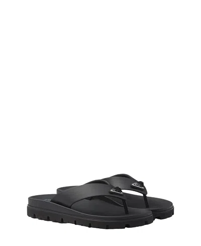Prada Zehensteg-sandalen Aus Gummi In Black